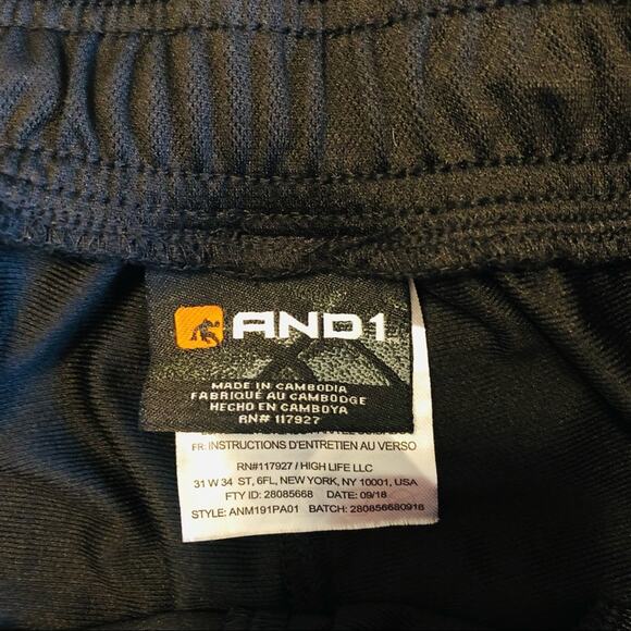 AND1 Breakaway Black Basketball Pants Mens Size Small - Picture 8 of 9
